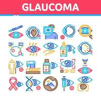 Glaucoma Ophthalmology Collection Icons Set Vector