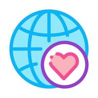 ilustración de contorno de vector de icono de amor de globo terráqueo