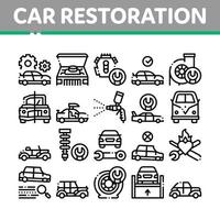 Car Restoration Repair Collection Icons Set Vector