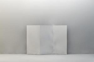 plantilla de folleto tríptico en blanco para maqueta y diseño de presentación. Ilustración de procesamiento 3d. foto