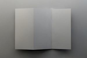 plantilla de folleto tríptico en blanco para maqueta y diseño de presentación. Ilustración de procesamiento 3d. foto