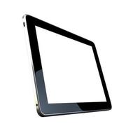 Tablet PC con pantalla en blanco aislado sobre fondo blanco. representación 3d foto