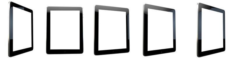 Tablet PC con pantalla en blanco aislado sobre fondo blanco. representación 3d foto