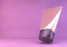 Cosmetic cream tube on a pink background. 3d rendering. photo