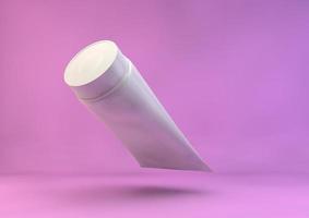 tubo de crema cosmética sobre un fondo rosa. representación 3d foto
