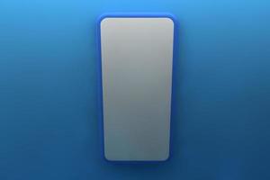 Smartphone with blank screen on blue background. 3D rendering. photo