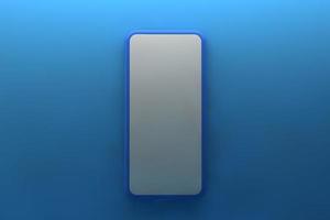 Smartphone with blank screen on blue background. 3D rendering. photo