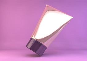 Cosmetic cream tube on a pink background. 3d rendering. photo