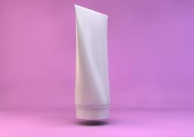 Cosmetic cream tube on a pink background. 3d rendering. photo