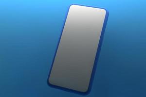 Smartphone with blank screen on blue background. 3D rendering. photo