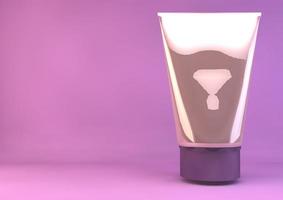 Cosmetic cream tube on a pink background. 3d rendering. photo