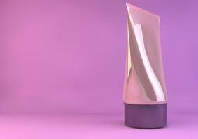 Cosmetic cream tube on a pink background. 3d rendering. photo