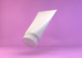 Cosmetic cream tube on a pink background. 3d rendering. photo