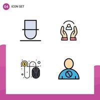 Modern Set of 4 Filledline Flat Colors Pictograph of gentleman click user human per Editable Vector Design Elements