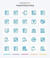 programación creativa y codificación 25 paquete de iconos azules como la codificación. C. desarrollo. dispositivo. desarrollar vector