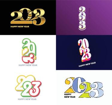 Big Set of 2023 Happy New Year logo text design 2023 number design template vector