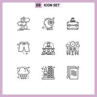 User Interface Pack of 9 Basic Outlines of course business money cloths beach Editable Vector Design Elements