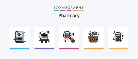 la línea de farmacia llenó un paquete de 5 íconos que incluye una llamada de emergencia. contacto. farmacia. llamada. vendaje. diseño de iconos creativos vector