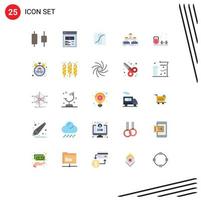 Mobile Interface Flat Color Set of 25 Pictograms of hobby team location people employee Editable Vector Design Elements