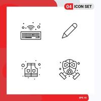 4 Thematic Vector Filledline Flat Colors and Editable Symbols of hardware safety pencil write firefighter Editable Vector Design Elements