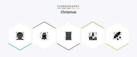 paquete de iconos de 25 glifos de navidad que incluye navidad. regalo. Navidad. Navidad. árbol vector