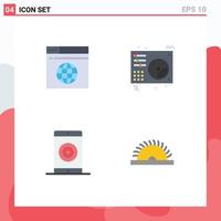 Set of 4 Commercial Flat Icons pack for internet engine web music mobile Editable Vector Design Elements