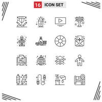 16 Universal Outlines Set for Web and Mobile Applications tribune politician sweets power electric Editable Vector Design Elements