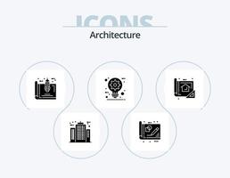 paquete de iconos de glifos de arquitectura 5 diseño de iconos. creativo. arquitecto. dibujo. plan. bienes vector