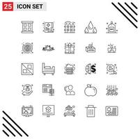 Pictogram Set of 25 Simple Lines of optimized engine farm wet drops Editable Vector Design Elements