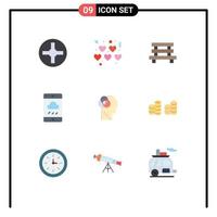 9 Creative Icons Modern Signs and Symbols of intelligent human intelligence element rain cloud Editable Vector Design Elements