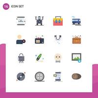 Group of 16 Modern Flat Colors Set for man transport bag coach toolkit Editable Pack of Creative Vector Design Elements