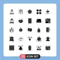 grupo de símbolos de iconos universales de 25 glifos sólidos modernos de diseño ecológico elementos de diseño de vectores editables universales cruzados básicos