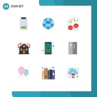 9 Flat Color concept for Websites Mobile and Apps game app cherry property house Editable Vector Design Elements