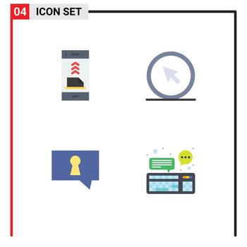 User Interface Pack of 4 Basic Flat Icons of communication pointer file cursor private Editable Vector Design Elements