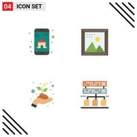 Modern Set of 4 Flat Icons and symbols such as app growth mobile app development money Editable Vector Design Elements