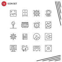 16 Outline concept for Websites Mobile and Apps cooking gallery hotel application product Editable Vector Design Elements