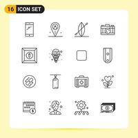 Outline Pack of 16 Universal Symbols of edit photo navigation picture summer Editable Vector Design Elements