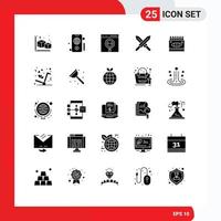 Modern Set of 25 Solid Glyphs and symbols such as arts crayons browser swoeds sword Editable Vector Design Elements