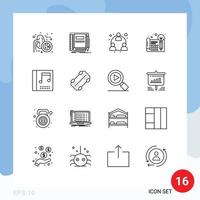 Set of 16 Modern UI Icons Symbols Signs for thinking idea sketching design network Editable Vector Design Elements