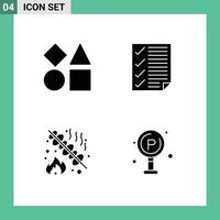 4 Creative Icons Modern Signs and Symbols of bricks barbeque toy document grill Editable Vector Design Elements