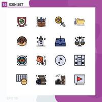 16 Creative Icons Modern Signs and Symbols of donut service location resource tool Editable Creative Vector Design Elements