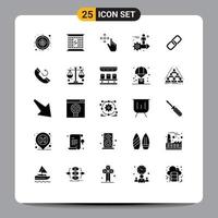 Modern Set of 25 Solid Glyphs Pictograph of clip user energy arrow setting Editable Vector Design Elements