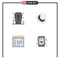 Set of 4 Modern UI Icons Symbols Signs for coffin web halloween phone beat Editable Vector Design Elements
