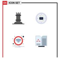 4 Universal Flat Icons Set for Web and Mobile Applications chess wireless business mail medical Editable Vector Design Elements