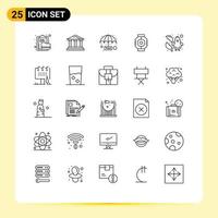 Set of 25 Modern UI Icons Symbols Signs for module capsule court airlock plan Editable Vector Design Elements