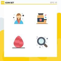 4 Thematic Vector Flat Icons and Editable Symbols of designer supplement organizer gainer egg Editable Vector Design Elements