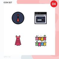 Set of 4 Modern UI Icons Symbols Signs for circle girl internet website celebration Editable Vector Design Elements