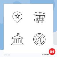 Line Pack of 4 Universal Symbols of location flag cart iot usa Editable Vector Design Elements