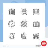 Mobile Interface Outline Set of 9 Pictograms of food donut book user interface Editable Vector Design Elements