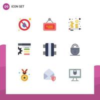 Group of 9 Modern Flat Colors Set for game web close setting management Editable Vector Design Elements